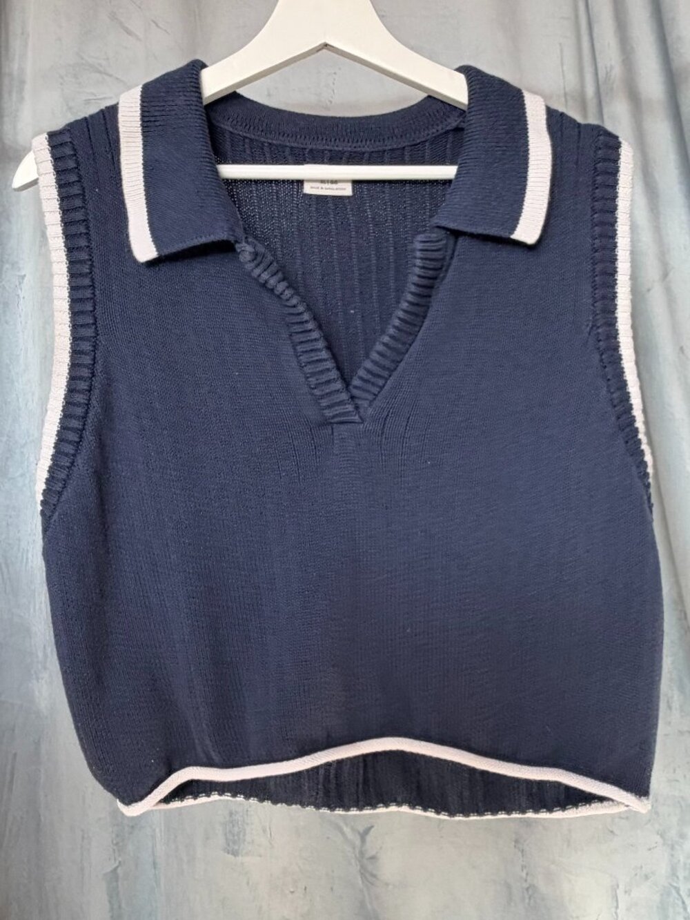 Navy Knit Crop Top